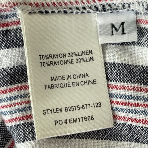Bella Dahl White, Red & BLue Striped Sleeveless Boxy Crop Top Size M Linen - Picture 7 of 8